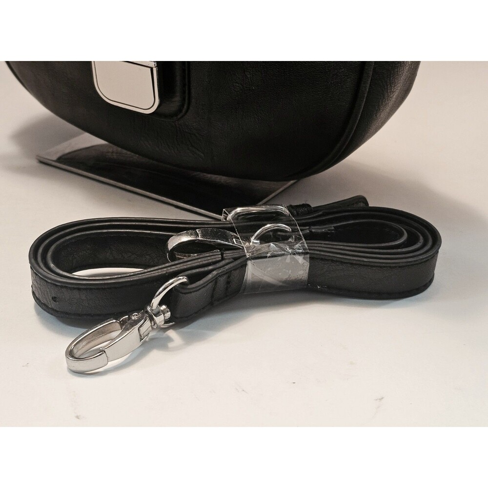 Nicole Miller Black Crossbody Bag Saddle Purse Vegan Leather Small Messenger EUC - Picture 5 of 15
